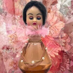 Upcycled Vintage Perfume Bottle Doll Head | Altered Art Cute Boudoir Decor